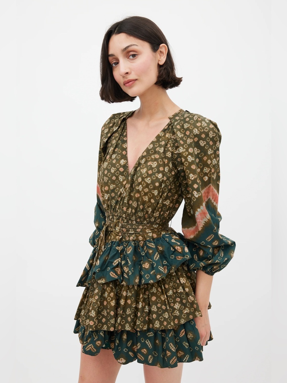 Ulla Johnson Miranda Ruffle Mini Dress in Jasper Sz: 4